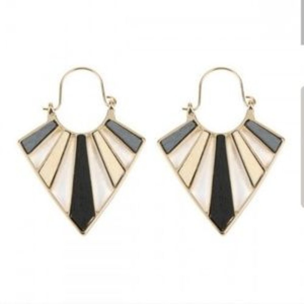 Wooden Inlay Earrings - Picture 2 of 3